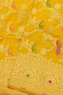 Banarasi Silk Yellow Saree With Florals And Leaves In Zari Border