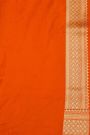 Banarasi Silk Orange Saree With Diamonds With Cross Lines Border