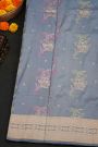 Banarasi Silk Slate Blue Saree With Florals And Zig-Zag Lines Border