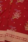 Banarasi Silk Maroon Saree With Florals And Zig-Zag Lines Border