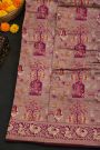Banarasi Silk Purple Saree With Florals And Peacocks In Zari Border