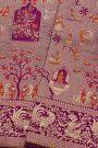 Banarasi Silk Purple Saree With Florals And Peacocks In Zari Border