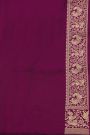 Banarasi Silk Purple Saree With Florals And Peacocks In Zari Border
