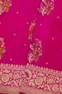 Banarasi Silk Pink Saree With Florals And Leaves Jaal Border