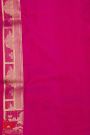 Banarasi Silk Pink Saree With Florals And Peacocks With Swans In Zari Border