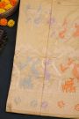 Banarasi Silk Cream Saree With Florals And Leaves In Zari Border