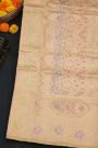Banarasi Silk Cream Saree With Florals And Leaves In Zari Border