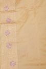 Banarasi Silk Cream Saree With Florals And Leaves In Zari Border