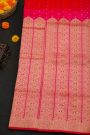 Banarasi Silk Pink Saree With Florals In Boxes Border