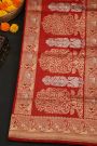 Banarasi Silk Red Saree With Florals And Birds In Zari