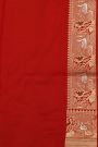 Banarasi Silk Red Saree With Florals And Birds In Zari