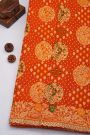 Designer Georgette Red Saree With Florals And Sequins Work Border
