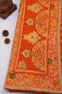 Designer Georgette Red Saree With Florals And Sequins Work Border