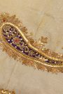 Designer Satin Crepe Cream Saree With Waves Design With Kardhana Work Border