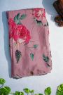 Designer Satin Crepe Onion Pink Saree With Flowers Design With Kardhana Work Border