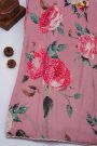 Designer Satin Crepe Onion Pink Saree With Flowers Design With Kardhana Work Border