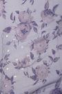 Designer Satin Crepe Grey Saree With All Over Flowers With Kardhana Work Border