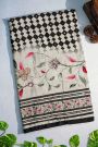 Designer Satin Crepe Multi-Colour Saree With Florals In Sequins And Zardozi Work Border