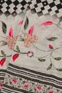 Designer Satin Crepe Multi-Colour Saree With Florals In Sequins And Zardozi Work Border