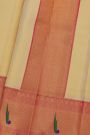 Kancheepuram Silk Cream Dhoti With Muniya Buttis Contrast Border
