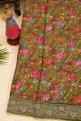 Banarasi Crepe Mehendi Green Saree