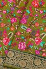 Banarasi Crepe Mehendi Green Saree