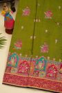 Banarasi Crepe Mehendi Green Saree