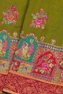 Banarasi Crepe Mehendi Green Saree