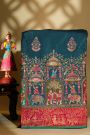 Banarasi Crepe Teal Blue Saree