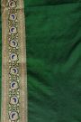 Banarasi Silk Dark Green Saree With Florals And Leaves Jaal Border