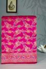 Banarasi Silk Rani Pink Saree With Florals And Leaves Jaal Body