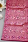 Banarasi Silk Rani Pink Saree With Florals And Leaves Jaal Body