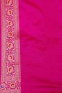 Banarasi Silk Rani Pink Saree With Florals And Leaves Jaal Body