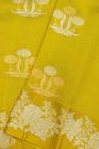 Fancy Matka Silk Mehendi Green Saree With Florals And Leaves Body And Self Florals And Leaves Border