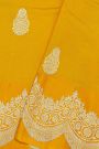 Fancy Matka Silk Golden Yellow Saree With Florals And Buttis Body And Self Florals And Leaves Jaal Border