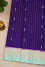 Fancy Matka Silk Purple Saree With Florals And Leaves With Zari Lines Body And Contrast Florals And Leaves Border