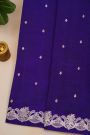 Fancy Matka Silk Royal Blue Saree With Florals And Buttis Body And Self Florals And Leaves Jaal Border