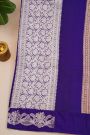 Fancy Matka Silk Royal Blue Saree With Florals And Buttis Body And Self Florals And Leaves Jaal Border