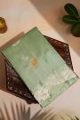 Fancy Matka Silk Sage Green Saree With Florals And Buttis Body And Self Florals And Leaves Border