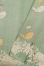 Fancy Matka Silk Sage Green Saree With Florals And Buttis Body And Self Florals And Leaves Border