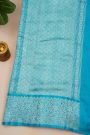 Fancy Matka Silk Rama Blue Saree With Buttis With Zari Lines Body And Self Florals And Leaves Jaal Border