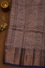 Fancy Organza Sky Blue Saree With Florals And Leaves In Zari Body And Contrast Florals And Leaves Jaal With Diamonds Border