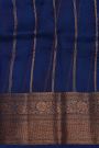 Fancy Organza Sky Blue Saree With Florals And Leaves In Zari Body And Contrast Florals And Leaves Jaal With Diamonds Border