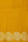 Fancy Organza Yellow Saree With Florals And Buttis Body And Self Florals And Leaves Border