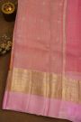 Fancy Organza Orange Saree With Checks And Buttis Body And Contrast Florals And Leaves Border