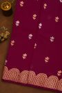Fancy Organza Wine Saree With Florals And Leaves Body And Self Florals And Leaves Border