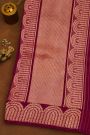 Fancy Organza Wine Saree With Florals And Leaves Body And Self Florals And Leaves Border
