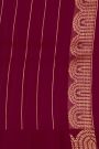 Fancy Organza Wine Saree With Florals And Leaves Body And Self Florals And Leaves Border