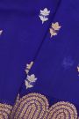 Fancy Organza Royal Blue Saree With Florals And Buttis Body And Self Florals And Leaves Border