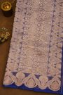 Fancy Organza Royal Blue Saree With Florals And Buttis Body And Self Florals And Leaves Border